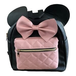 Minnie Mouse Mini Backpack Purse Black Pink